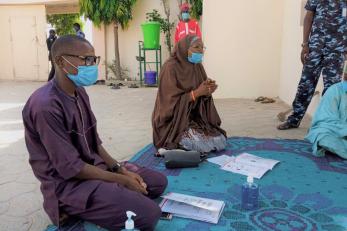 Sensitization being held in gujba emirate council, damaturu lga, yobe state.