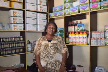 Banakis in her agro-input shop in mubi.