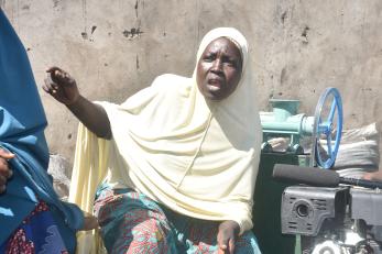 Lulu ibrahim, leader of dapaya women speaking with the rural resilience activity team.