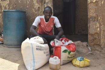 A person with cooking ingredients.