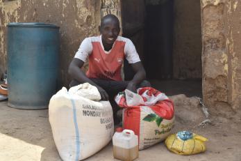 A person with cooking ingredients. 