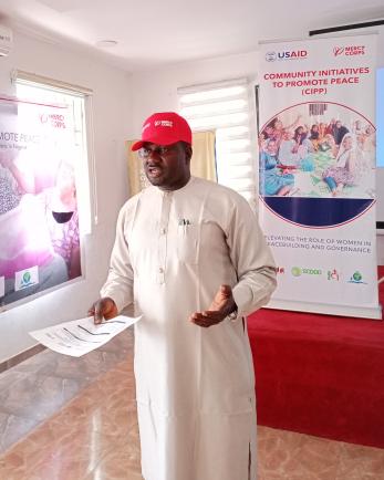 Kogi state commissioner for youth and sports hon. idris musa danjuma giving opening remarks at the international youth day dialogue event in lokoja lga of kogi state