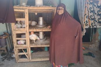 Murjanatu Ibrahim with her 3 weeks 5 days old birds.