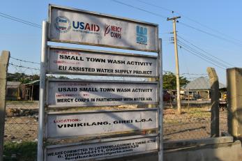 A sign post for the Small Town Wash Activity.