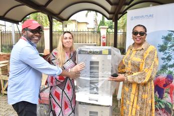 A cowpea processors in Abuja receives a cowpea processor.