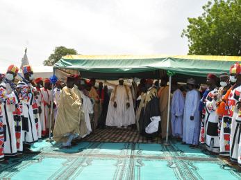 Ceremonial gathering of emirate chiefs to usher in the shehu of bama.